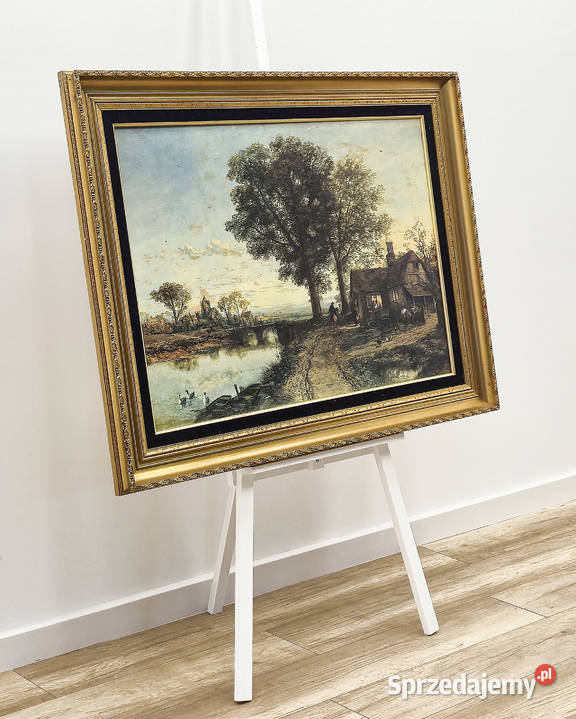 Duży OBRAZ olejny PEJZAŻ obraz 111x85 KRAJOBRAZ