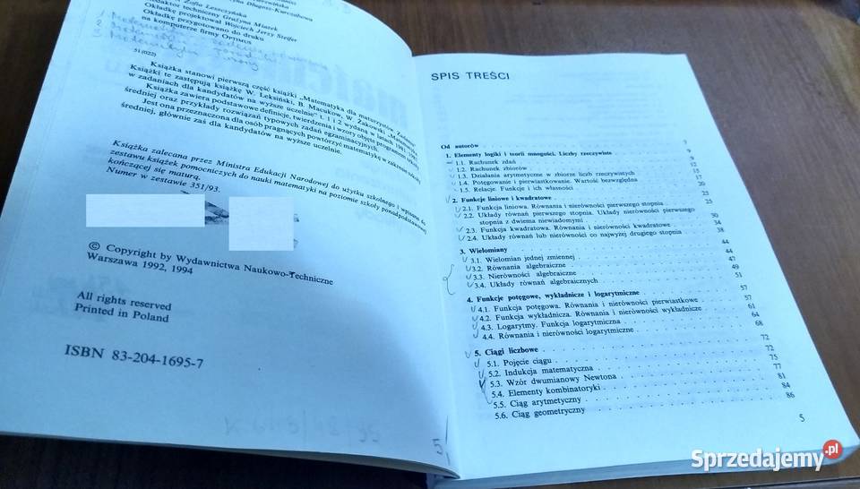 Matematyka maturzystów definicje twierdzenia kompendium, repetytorium, opracowanie Gdańsk