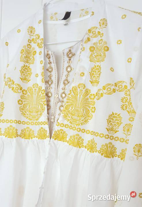 Nowa biała sukienka indyjska M 38 boho hippie Szczecin