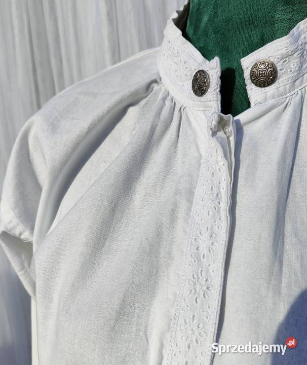 04 Biała bawełniana bluzka folk folklor S 36 Szczecin