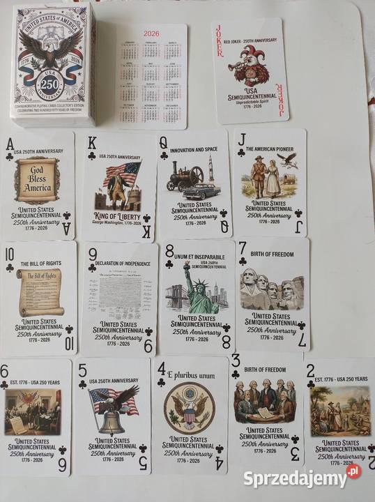 Pamiątkowe karty do gry 250 lat USA Pozostałe Żory