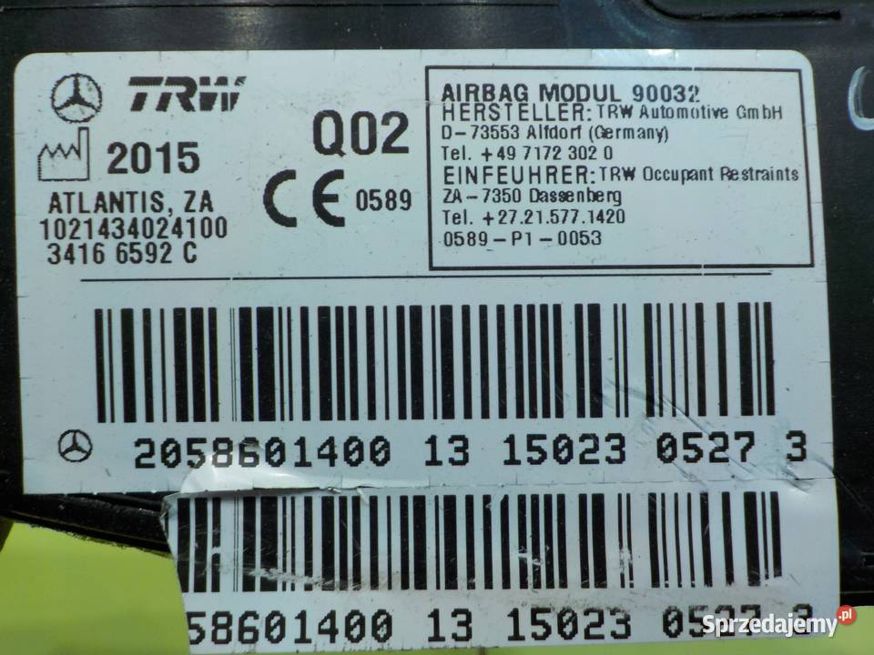 MERCEDES C W205 15r SEDAN 4D AIRBAG poduszka Suków