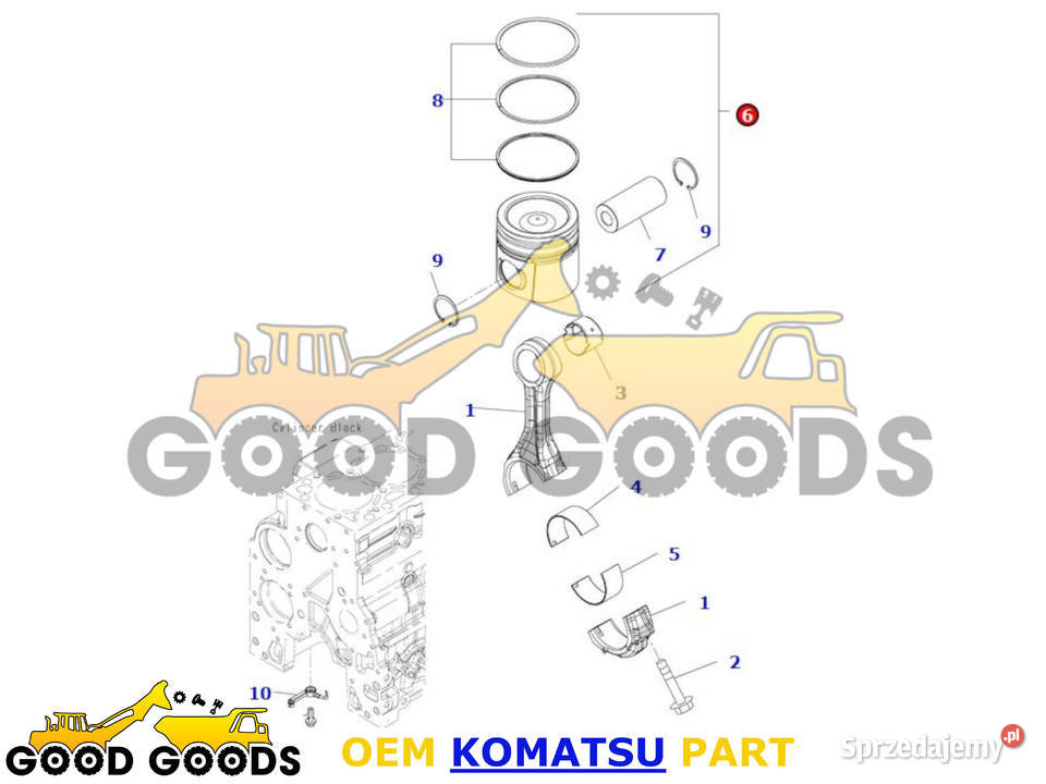 KOMATSU TŁOK STD 107 MM SAA4D107E 6754322110 Władysławów