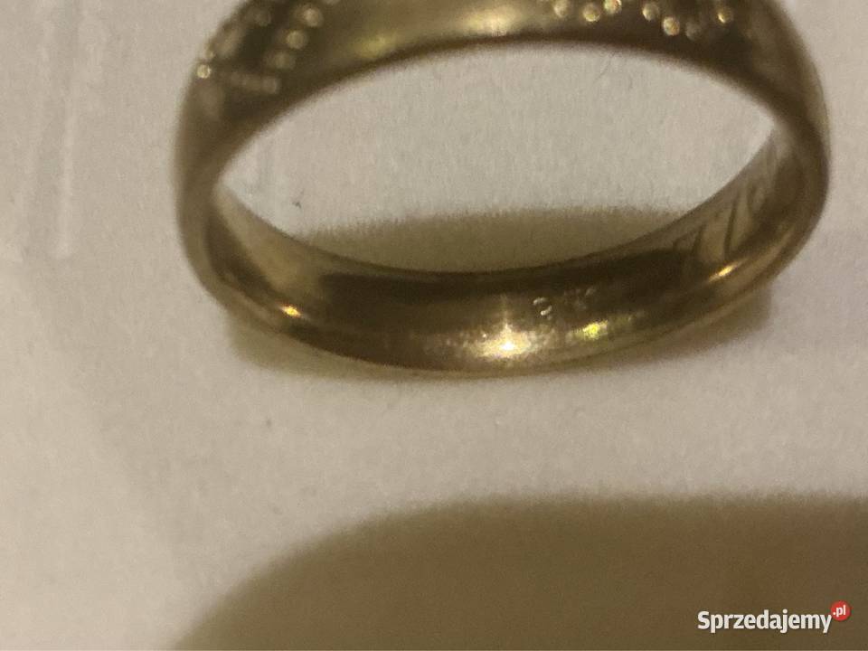 Srebrna Obrączka Pozłacana Grawerowana Damska