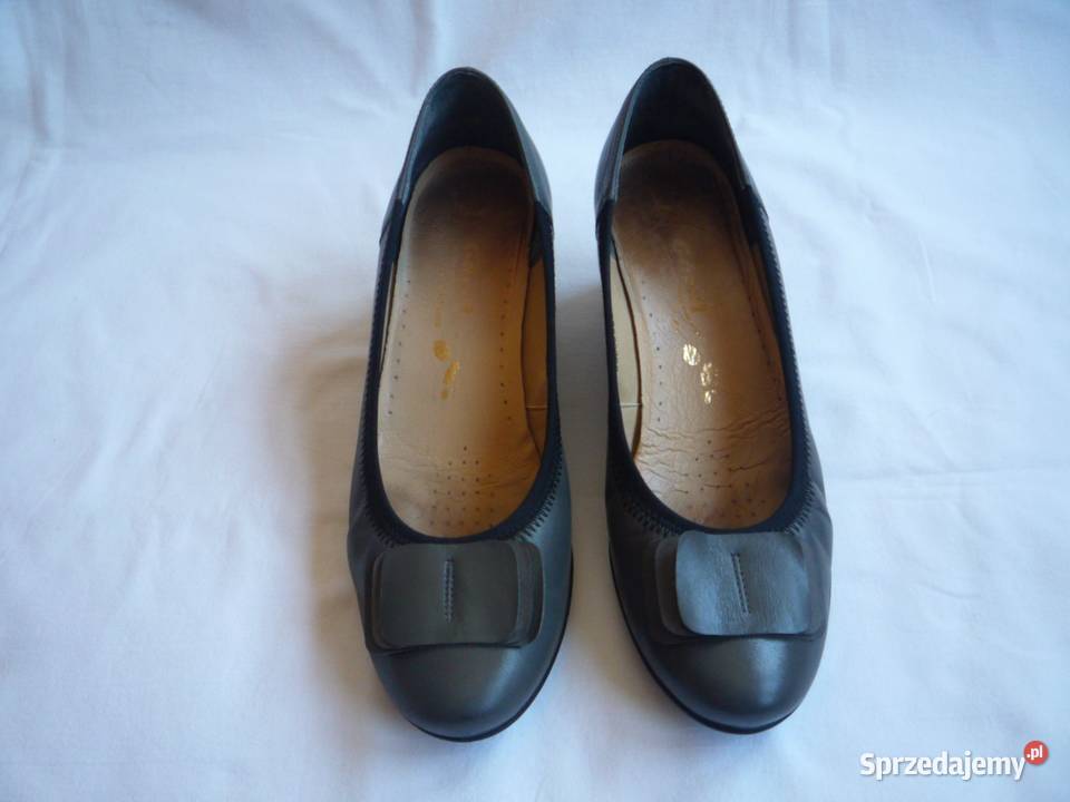 Góral 38 dł 25 Szare czółenka koturn Skóra zachodniopomorskie