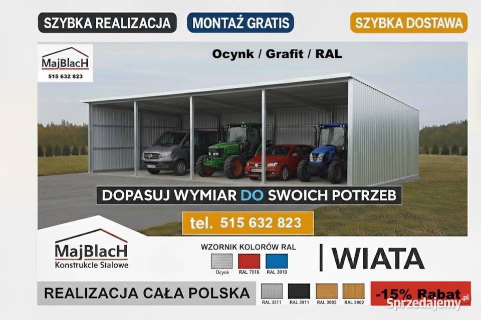 A08Garaż Blaszany Ocynkowany Wiata Hala Magazyn Nowy Sącz