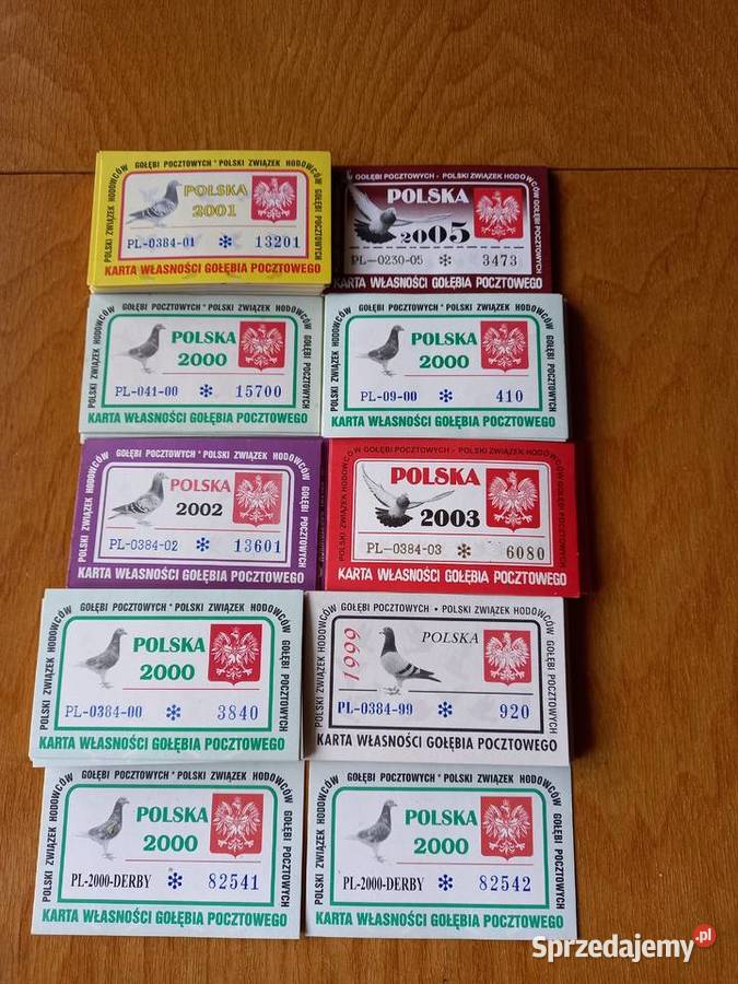 Karty własności gołębia pocztowego