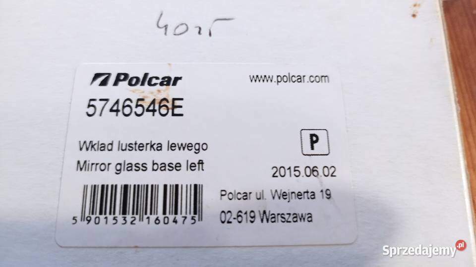 Wkład lusterka lewego podgrzewany Peugeot 406 osobowe Fajsławice sprzedam