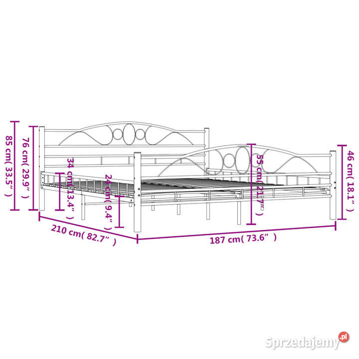 vidaXL Rama łóżka biała metalowa 180 x 200 Warszawa