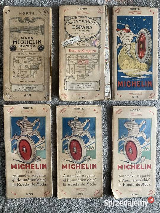 Automapa Michelin Hiszpania 6 x lata 20 XXw