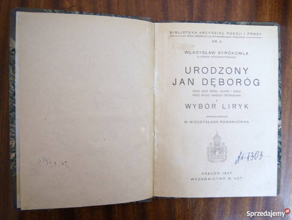 Władysław Syrokomla Urodzony Jan Dęboróg 1947 Parczew