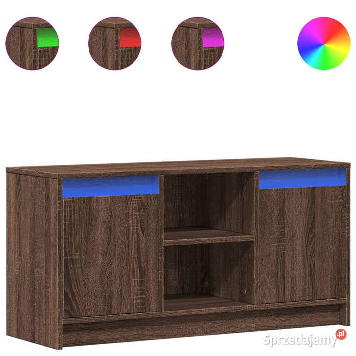 Szafka pod TV z LED brązowy dąb 100x34x50 mazowieckie Warszawa