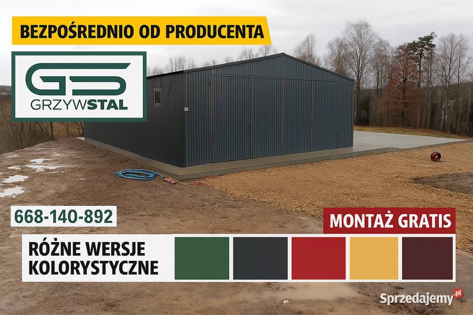 Grafitowy Garaż blaszany Garaże Magazyn blacha