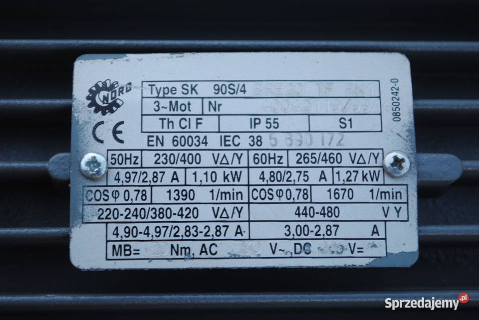 Motoreduktor kątowy 11kw 29obr z hamulcem NORD lubuskie
