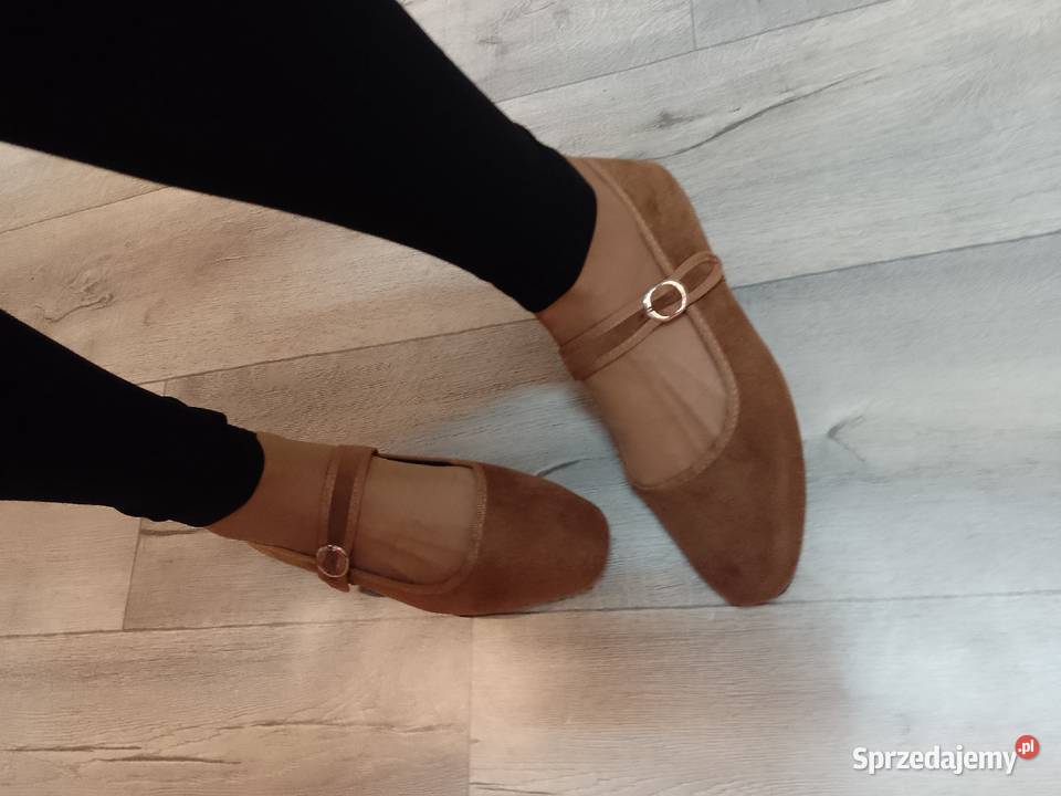 40 Brązowe baleriny wieczorowe z zapięciem NOWE Kraków
