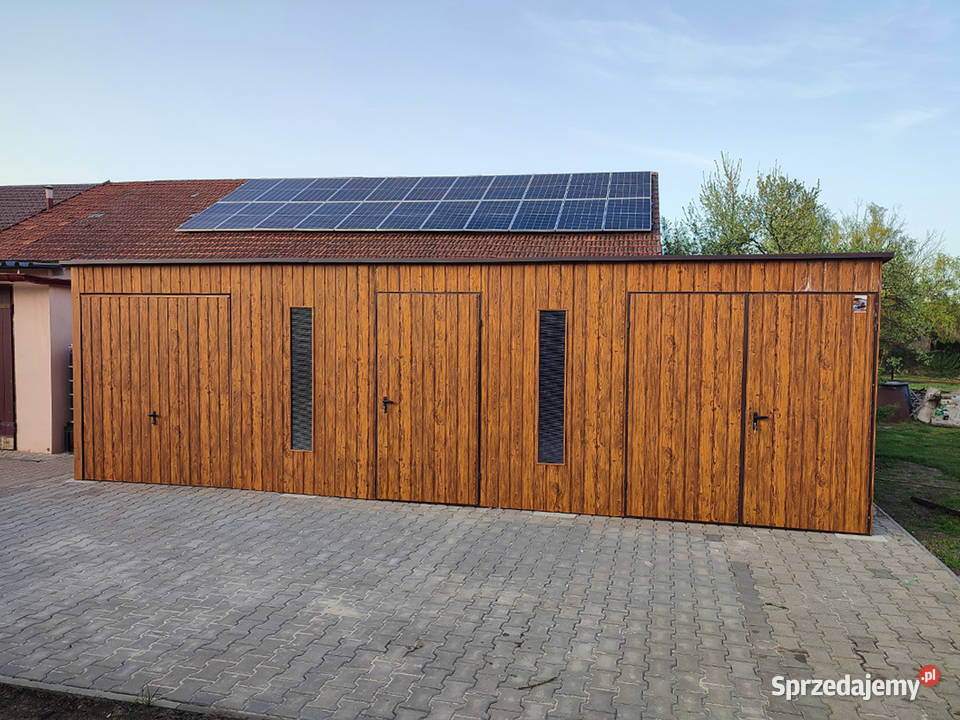 Blaszany garaż 83 m złoty dąb jasny blacha Wrocław