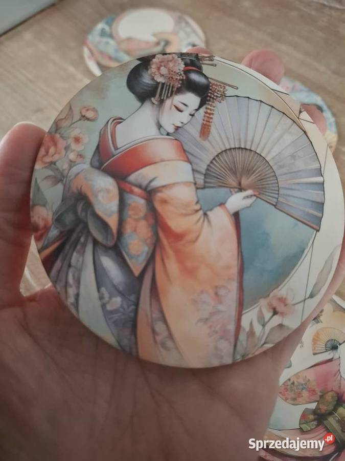 Podkładki drewniane pod kubkimotyw japoński Wąbrzeźno