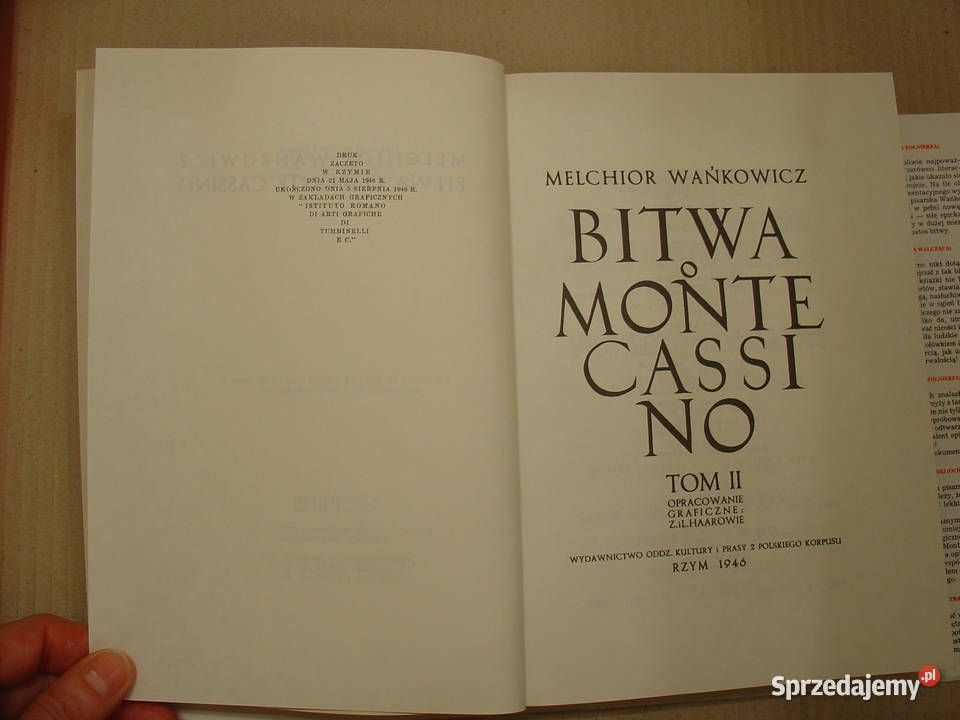 Wańkowicz M Bitwa o Monte Cassino Tom IIII kpl Łódź