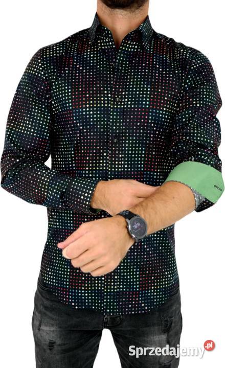 GIOVANNI PERA Koszula Męska K002 Czarna KOSTKA