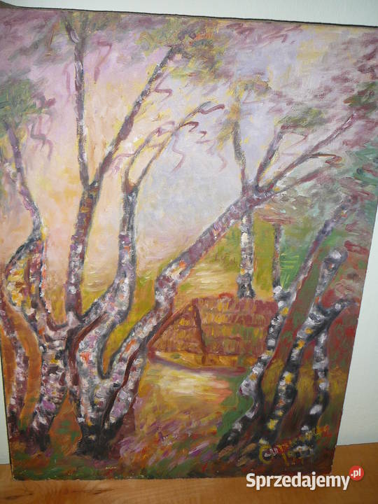 obraz olejny przedstawiający brzozę Warszawa sprzedam