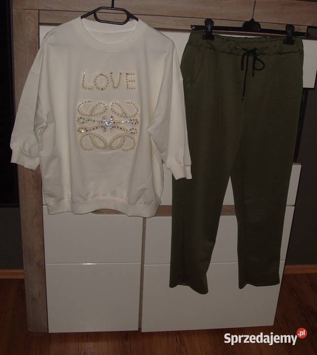 Masełkowy zestaw spodnie piękna bluza ML XL