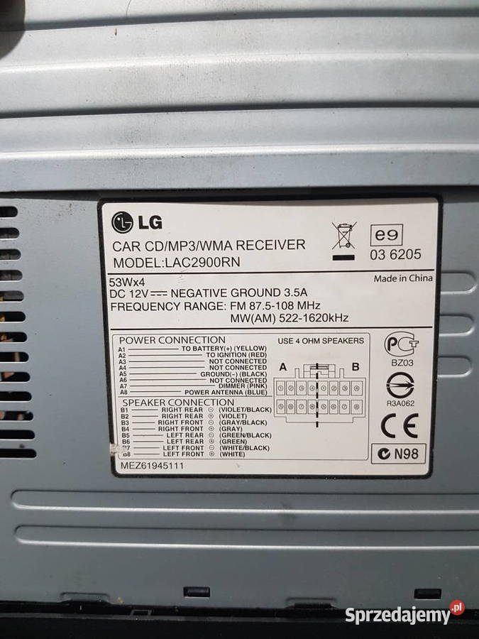 Radio samochodowe LG LAC2900RN CD MP3 WMA Milicz
