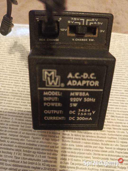 Zasilacz adapter AC DC model MW 88A Tychy sprzedam