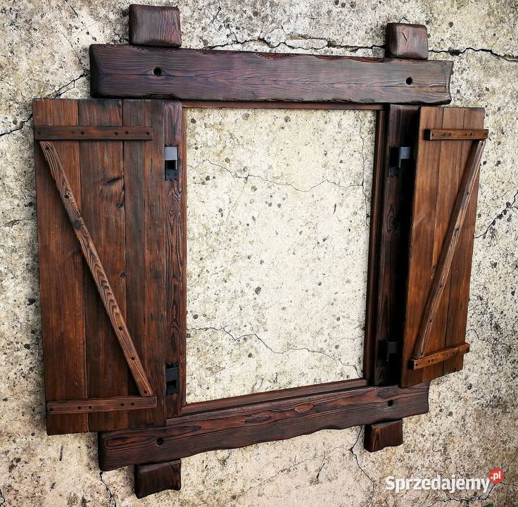 Rustykalna okiennica drewniana rękodzieło rama Drewno Radków