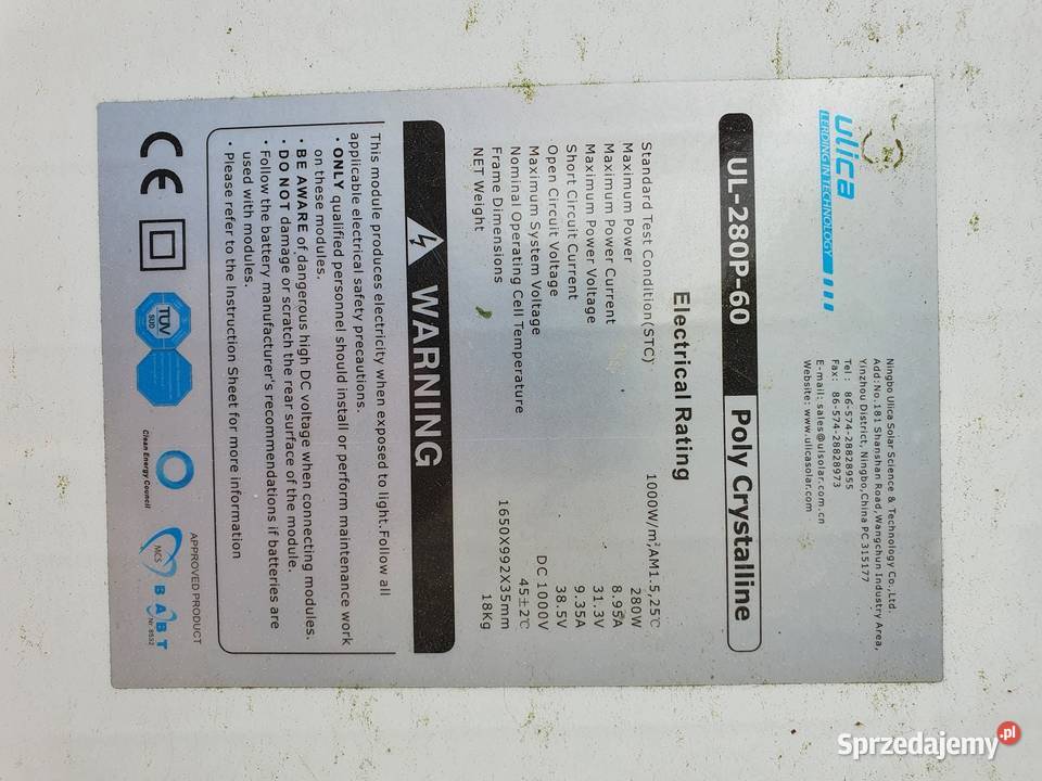 Panele pv 280W 3 sztuki Fotowoltaika - kolektory i panele Stargard