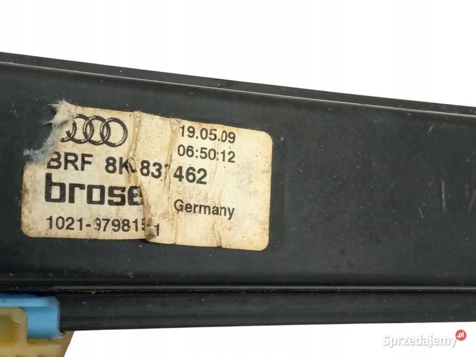 MECHANIZM SZYBY PRAWY PRZÓD 8K0831462 8K0959802A Mechanizmy opuszczania szyb