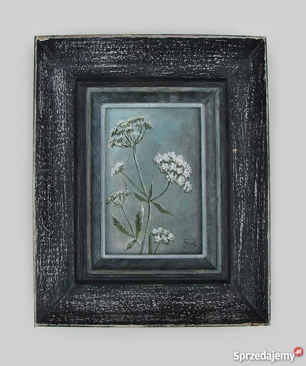 obraz olejny w ramie pejzaż kwiaty łąka Poznań