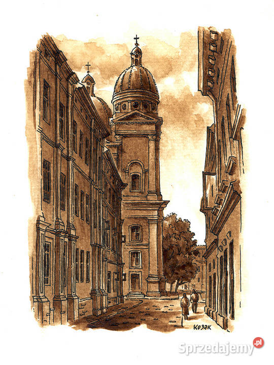 Grafika Lwów Widok na Cerkiew Przemienienia Warszawa