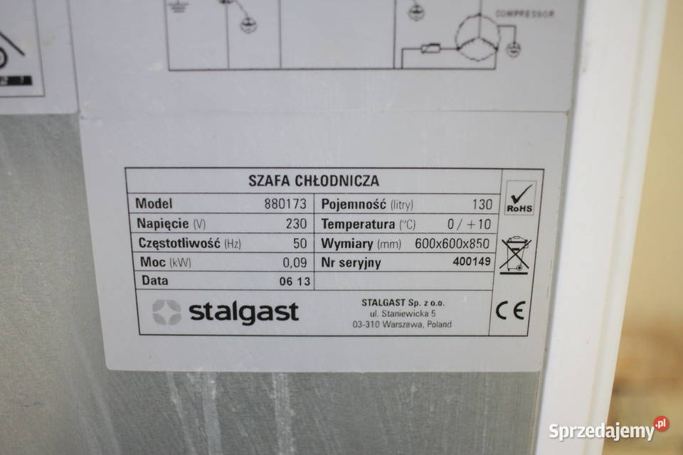 Szafa chłodnicza Stalgast 129L Gastronomia śląskie Pszczyna