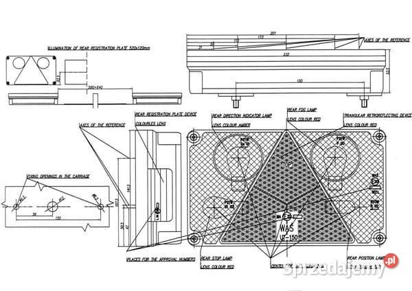 Lampa tylna zespolona lewa prostokątna 1224V Kamionna