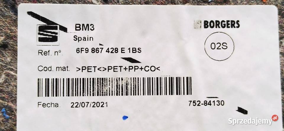 SEAT ARONA BOCZEK BAGAŻNIKA PRAWY 6F9867428E osobowe sprzedam