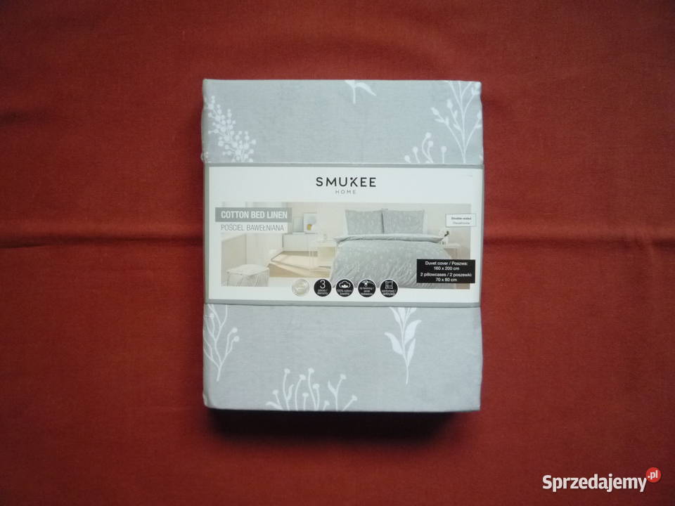 Smukee Nowa Szara pościel bawełniana 160x200 szary Szczecin