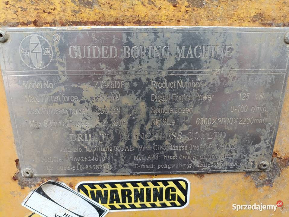 Wiertnica horyzontalna DRILLTO ZT 25DF Rok produkcji 2000 Dąbrowa Górnicza