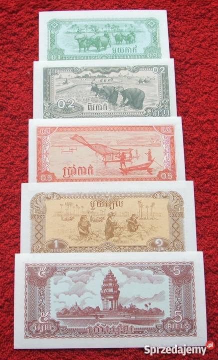 STARA KAMBODŻA 1979 Banknoty Zestaw 5 sztuk UNC sprzedam