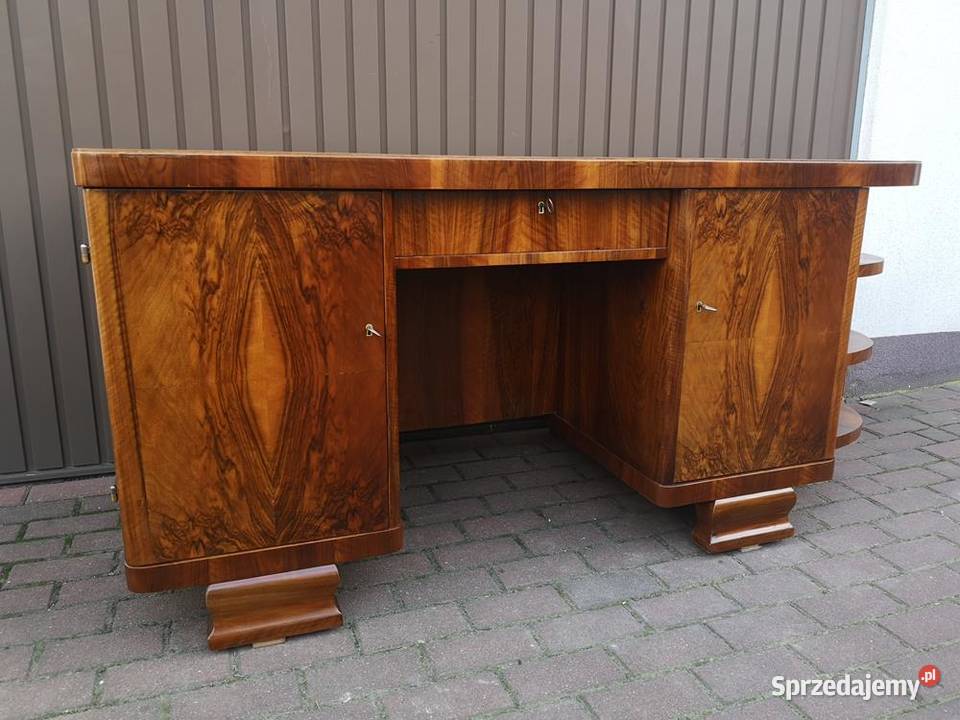 Biurko ARTDECO Unikat Orzech Zgrabne Stare Antyk Swarzędz