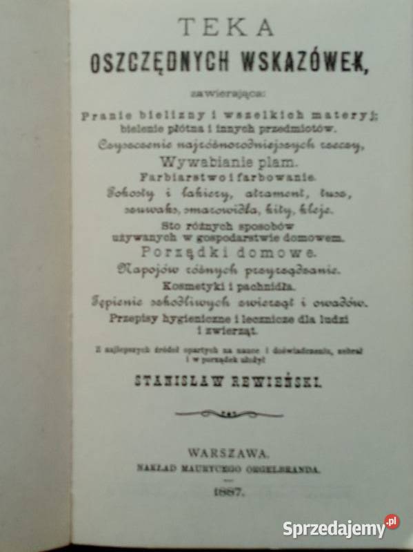 Teka oszczędnych wskazówek S Rewieński rep 1887 Łódź sprzedam