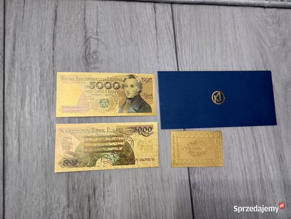 PRL Banknot pozłacany Chopin 5 tysięcy 5000 Stalowa Wola