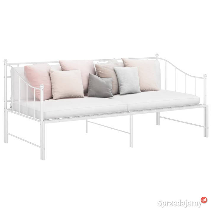 Sofa z wysuwaną ramą łóżka biała metalowa 90x200 Warszawa