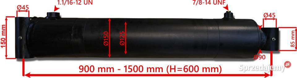 SIŁOWNIK HYDRAULICZNY CYLINDER fi 150 125x90 Solec Kujawski