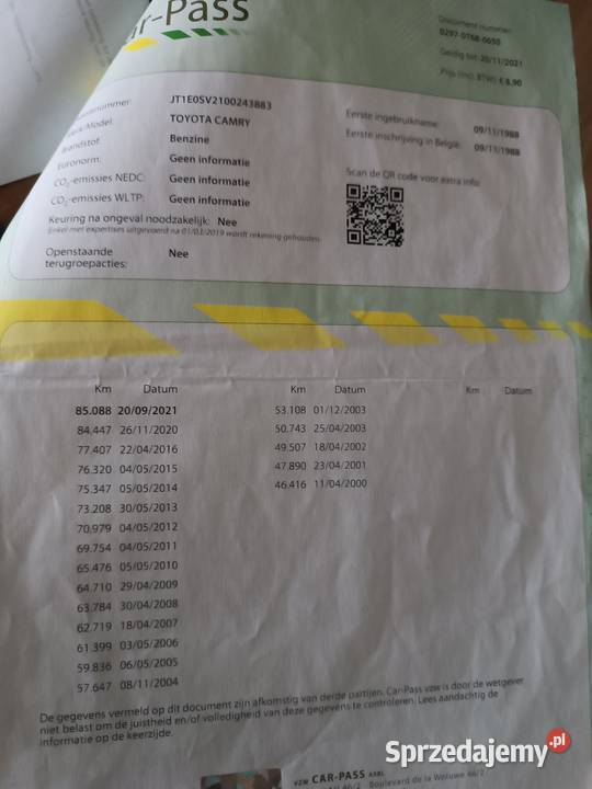 Toyota Camry sv21 v20 20 16v 128 przebieg 87300 zarejestrowany jako zabytek Mikołów sprzedam