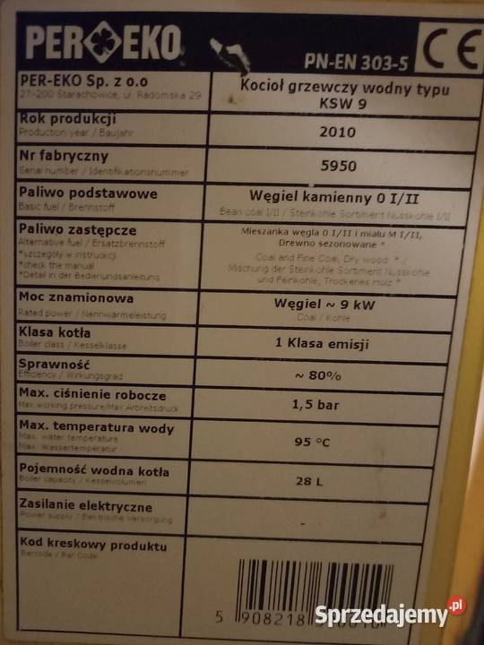 Kociołpiec Per Eko 9kW stan dolnośląskie