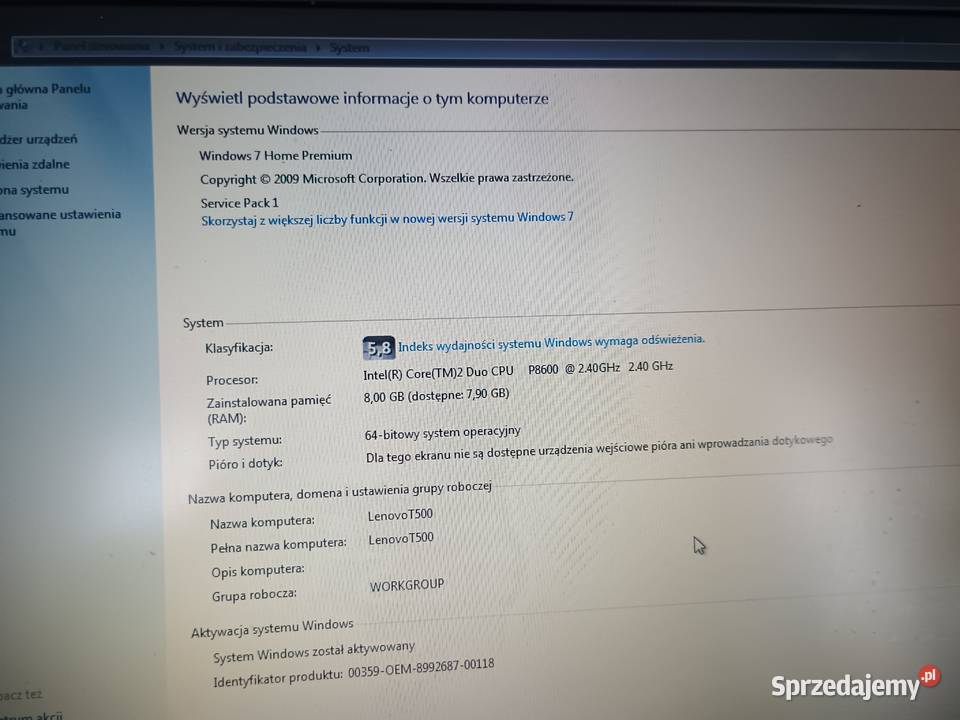 Laptop LENOVO T 500 Think Pad sprzedam mazowieckie Legionowo