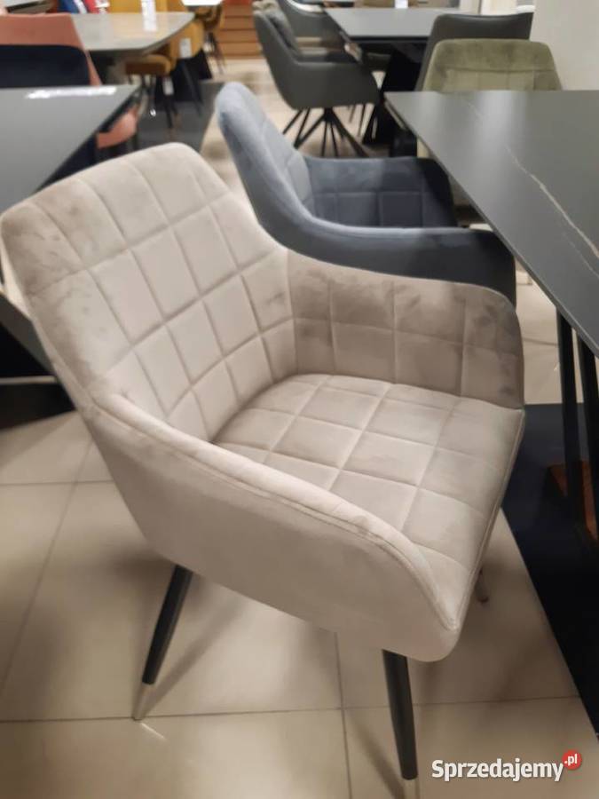KRZESŁA FOTELOWE SZARE WELUR GLAMOUR LOFT