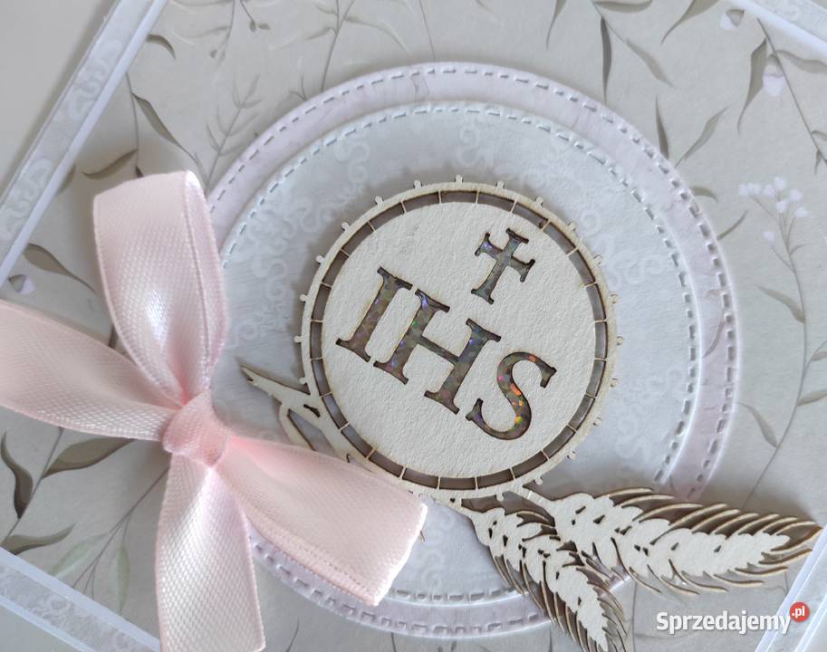 Kartka ręcznie robiona Pierwsza Komunia Święta Rękodzieło sprzedam