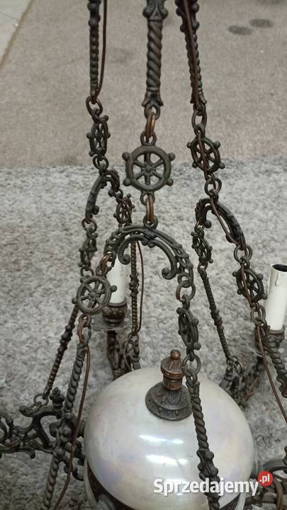Zabytkowy metalowy mosiężny żyrandol retro Radzyń Podlaski