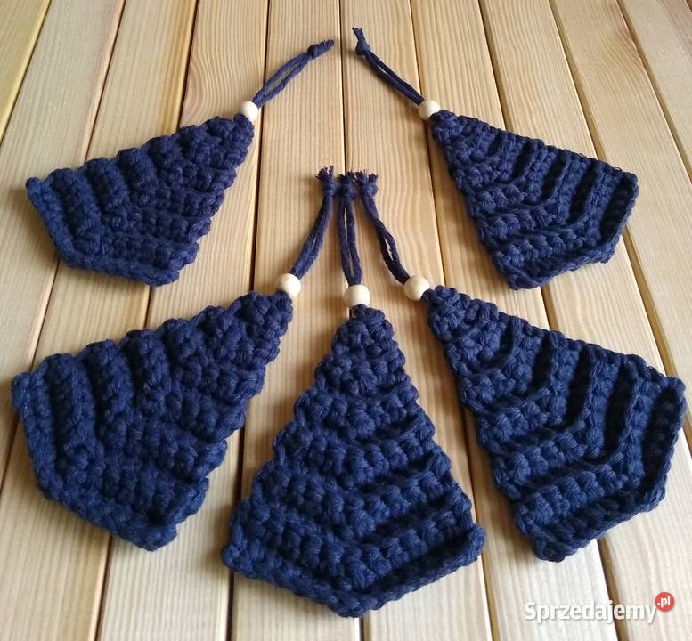 Set Of 5 Choinka ze sznurka Crochet Ornaments Gdańsk